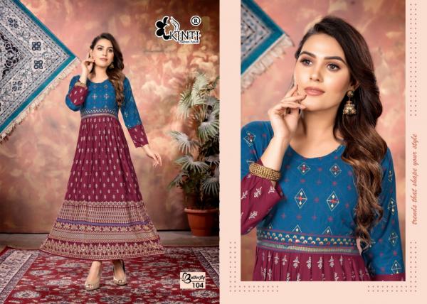 Kinti Butterfly Heavy Rayon Slub Print Long Kurti Collection 